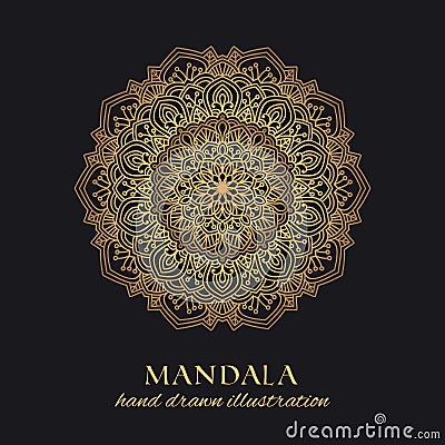 Mandala vector round ornament luxury design. Golden ethnic element Vector Illustration