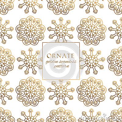 Oriental gold and white ornate vector seamless pattern. Classic ethnic texture Vector Illustration