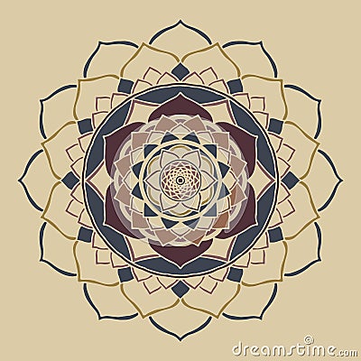 Mandala boho chic neutral colors Oriental Ornament Stock Photo