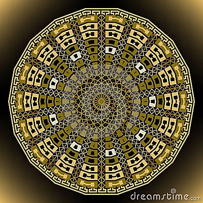 Mandala. Greek ancient style round mandala pattern. Ornamental colorful glowing vector background. Geometric modern radial Vector Illustration
