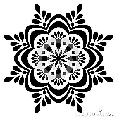 Black and white mandala vector isolated on white.Oriental, swirl. Vector Illustration