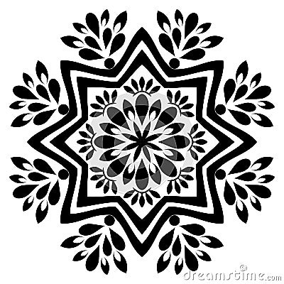 Black and white mandala vector isolated on white.Oriental, swirl. Vector Illustration