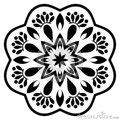 Black and white mandala vector isolated on white.Oriental, swirl. Vector Illustration