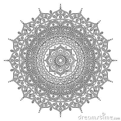 Mandala. Indian antistress medallion. Abstract islamic flower, arabic henna design, yoga symbol. Vector Illustration