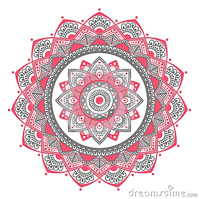 Mandala. Indian antistress medallion. Abstract islamic flower, arabic henna design, yoga symbol. Vector Illustration