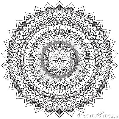 Mandala Intricate Patterns Black and White Good Mood. Stock Photo