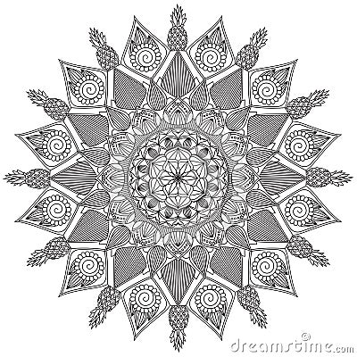 Mandala Intricate Patterns Black and White Good Mood. Stock Photo