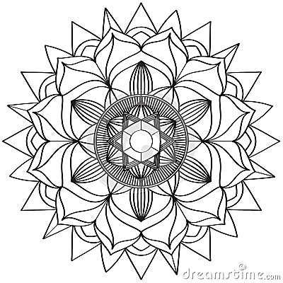 Mandala Intricate Patterns Black and White Good Mood. Stock Photo