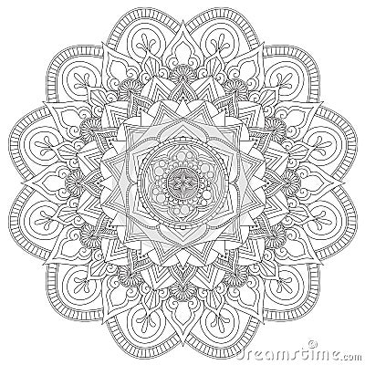 Mandala Intricate Patterns Black and White Good Mood. Stock Photo