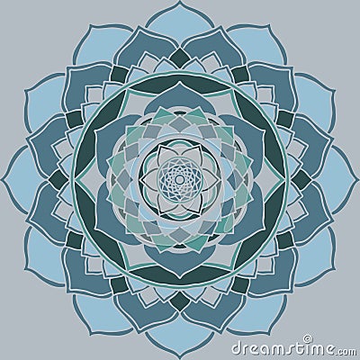 Mandala light blue, guetzal green Oriental Ornament Stock Photo