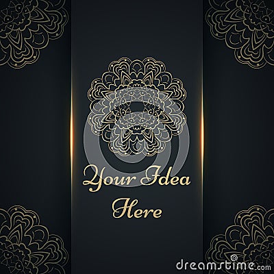 Mandala, mehendi - gold ethnic template. Vector Illustration