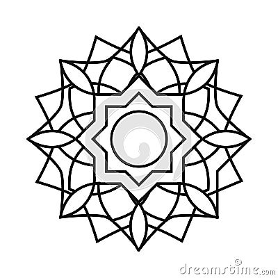 Mandala motif floral decoration mystical line style icon Vector Illustration