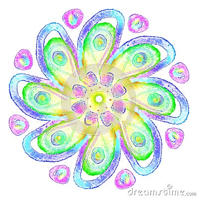 Mandala multicolor with abstract flowers abstraction Cartoon Illustration