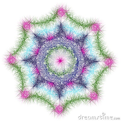 Mandala multicolor with abstract flowers abstraction illustration Cartoon Illustration