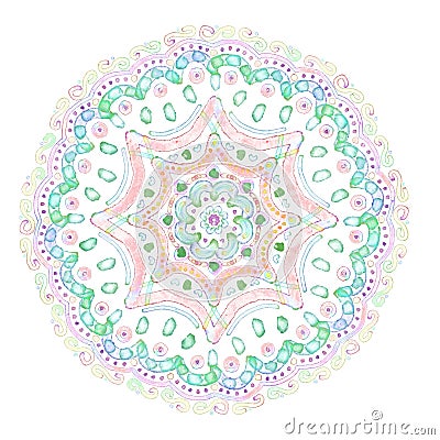 Mandala multicolor with abstract flowers abstraction illustration Cartoon Illustration