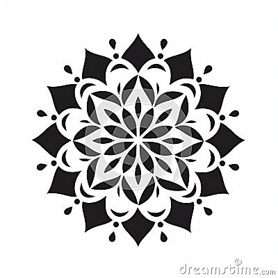 Bold Stencil Black Mandala Design With Floral Accents Stock Photo