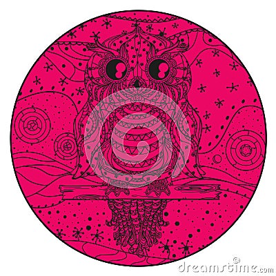 Mandala with owl Vector Illustration