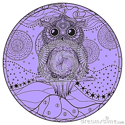 Mandala with owl Vector Illustration