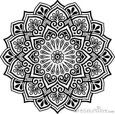 Mandala pattern black and white Vector Illustration