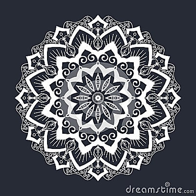 Mandala pattern black and white ornament Vector Illustration