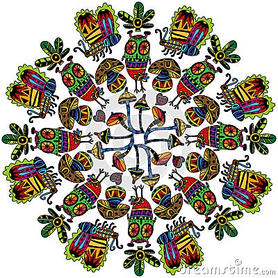 Mandala patterned animals. Vector Illustration