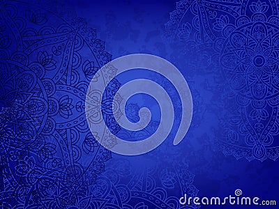 Mandala retro blue background Vector Illustration