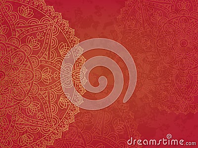 Mandala retro red background Vector Illustration