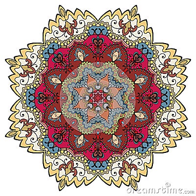 Mandala round ornament, tribal ethnic circular Vector Illustration