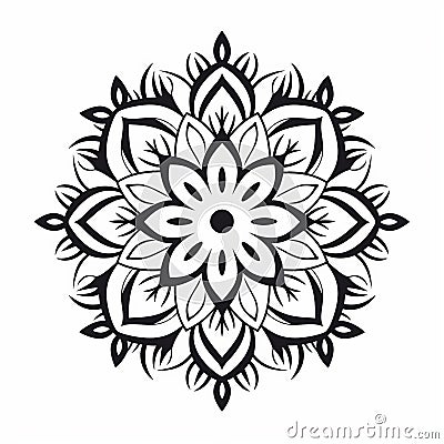 Minimalistic Mandala Design: Free Vector Illustration Of Silhouette Flowers Stock Photo