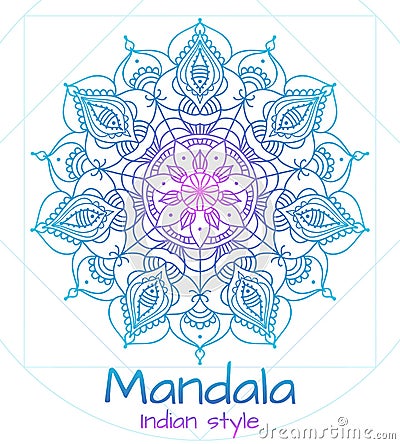 Mandala thin line indian style Vector Illustration