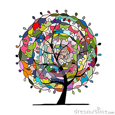 Mandala tree, floral sketch for your design Vector Illustration