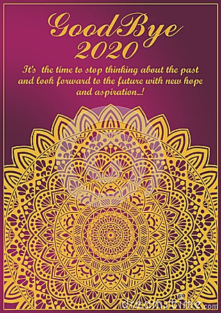 Mandala vector art goodbye 2020 with motivational quote Stock Photo