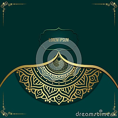 Mandala Vector template of business card, flyer, banner Yoga club, meditation center, arabic cuisine Vector Illustration