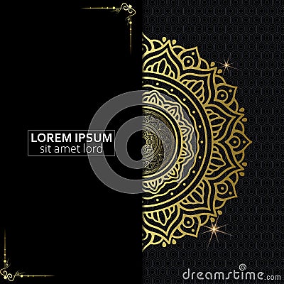 Mandala Vector template of business card, flyer, banner Yoga club, meditation center, arabic cuisine Vector Illustration