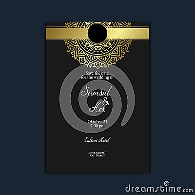 Mandala Vector template of business card, flyer, banner Yoga club, meditation center, arabic cuisine Vector Illustration