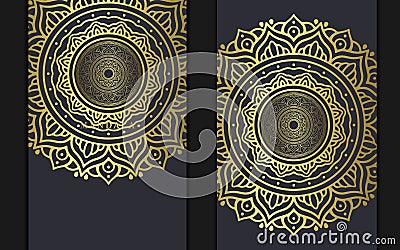 Mandala Vector template of business card, flyer, banner Yoga club, meditation center, arabic cuisine Vector Illustration