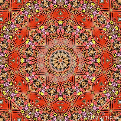 Red mandala for yoga heart illustration Cartoon Illustration