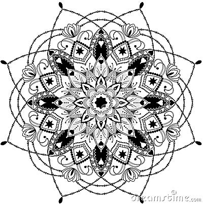 Mandala, zentangle inspired illustration, black Vector Illustration