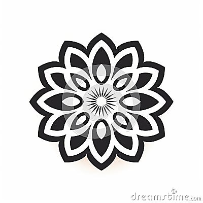 Minimalistic Mandalas Flor Icon Pattern On White Background Stock Photo