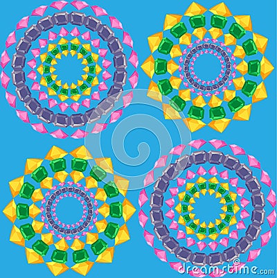 Mandalas pattern seamless on blue Vector Illustration