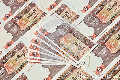 Myanmar Kyats Banknote, Money, Kyat Currency in Myanmar. Editorial Stock Photo
