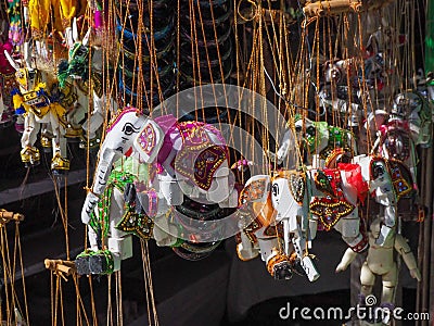 Myanmar Puppet souvenir. Myanmar Traditional Toys/Dolls. Editorial Stock Photo