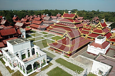 Mandalay Palace Aerial View Stock Photo