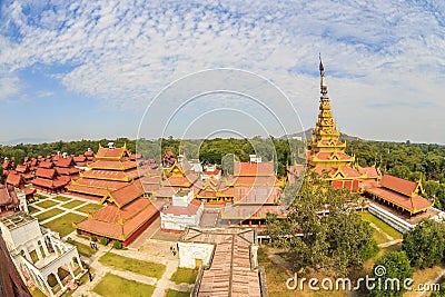 Mandalay royal palace, Myanmar bird eye view Stock Photo