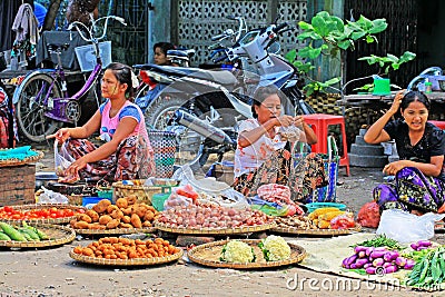 Mandalay Street Vendors, Myanmar Editorial Stock Photo