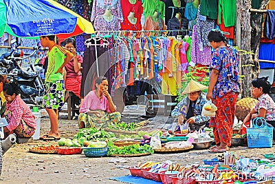 Mandalay Street Vendors, Myanmar Editorial Stock Photo