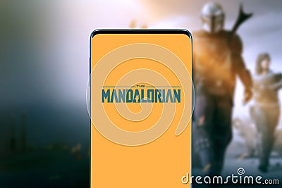 The Mandalorian logo smart phone Editorial Stock Photo