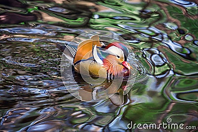 Mandarin ducks are resting. Stock Photo