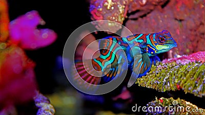 Mandarin fish Synchiropus splendidus Stock Photo