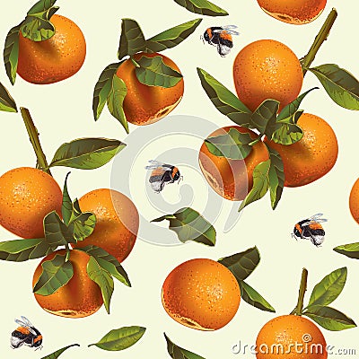 Mandarin fruit pattern Vector Illustration